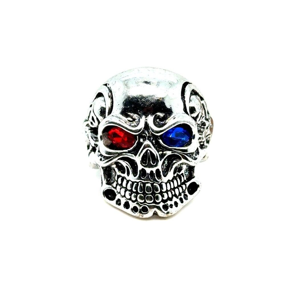 Red & Blue Eye Skull‎ Ring